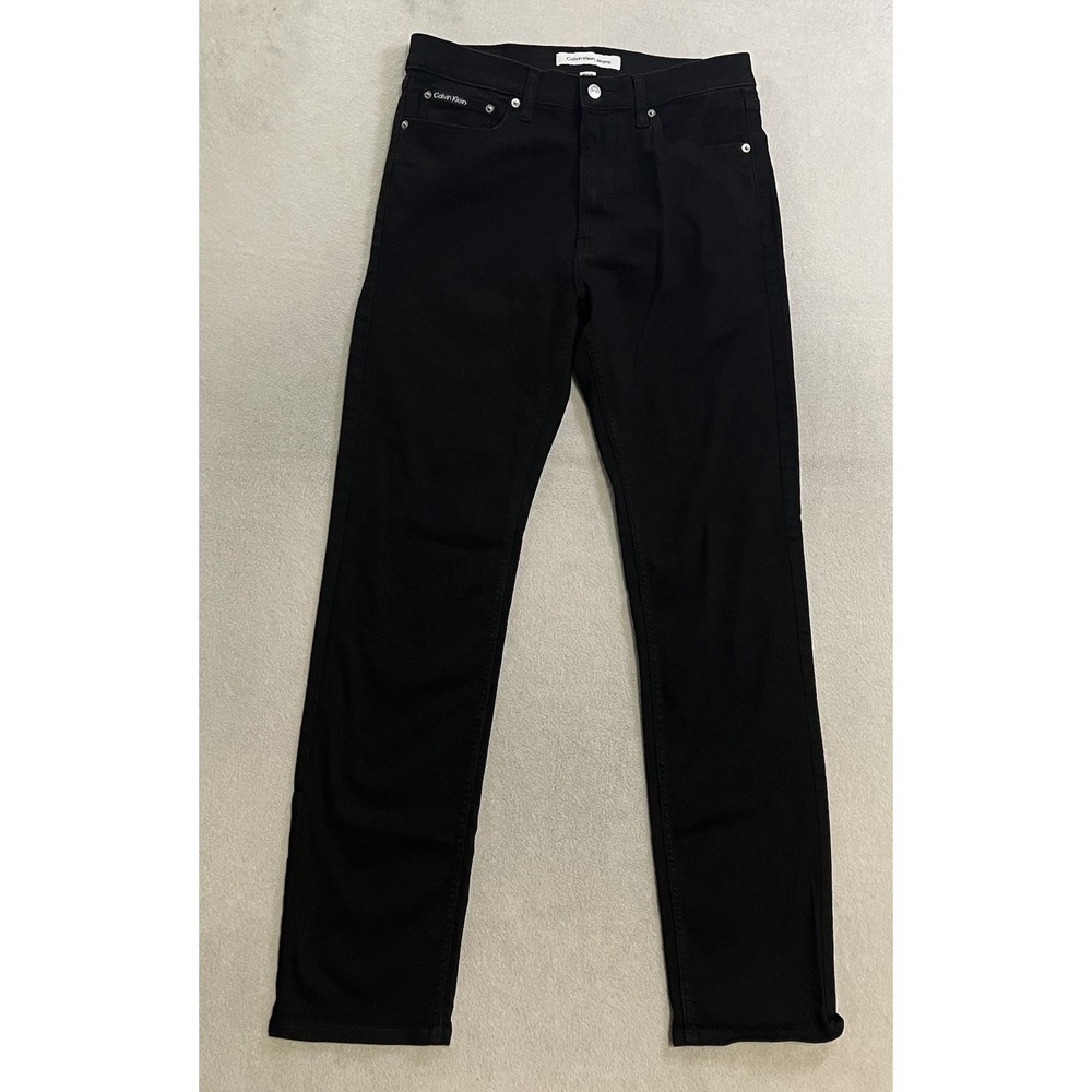 Calvin Klein Jeans Men's Size 32x34 Black Slim Straight Dark Wash Denim